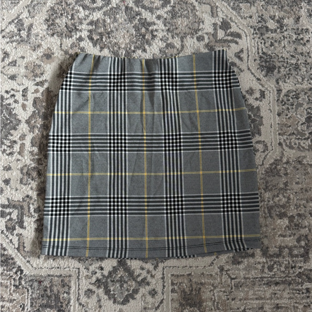 Gray and Yellow Plaid Pencil Skirt